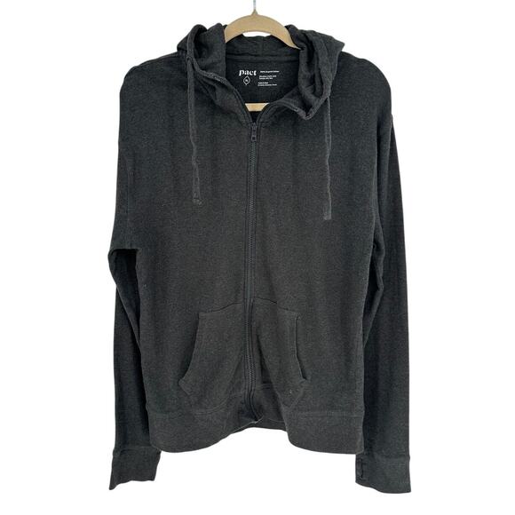 Pact Gray 100% Organic Cotton Full Zip Hoodie Pockets Activewear Casual Relax XL - Picture 1 of 6